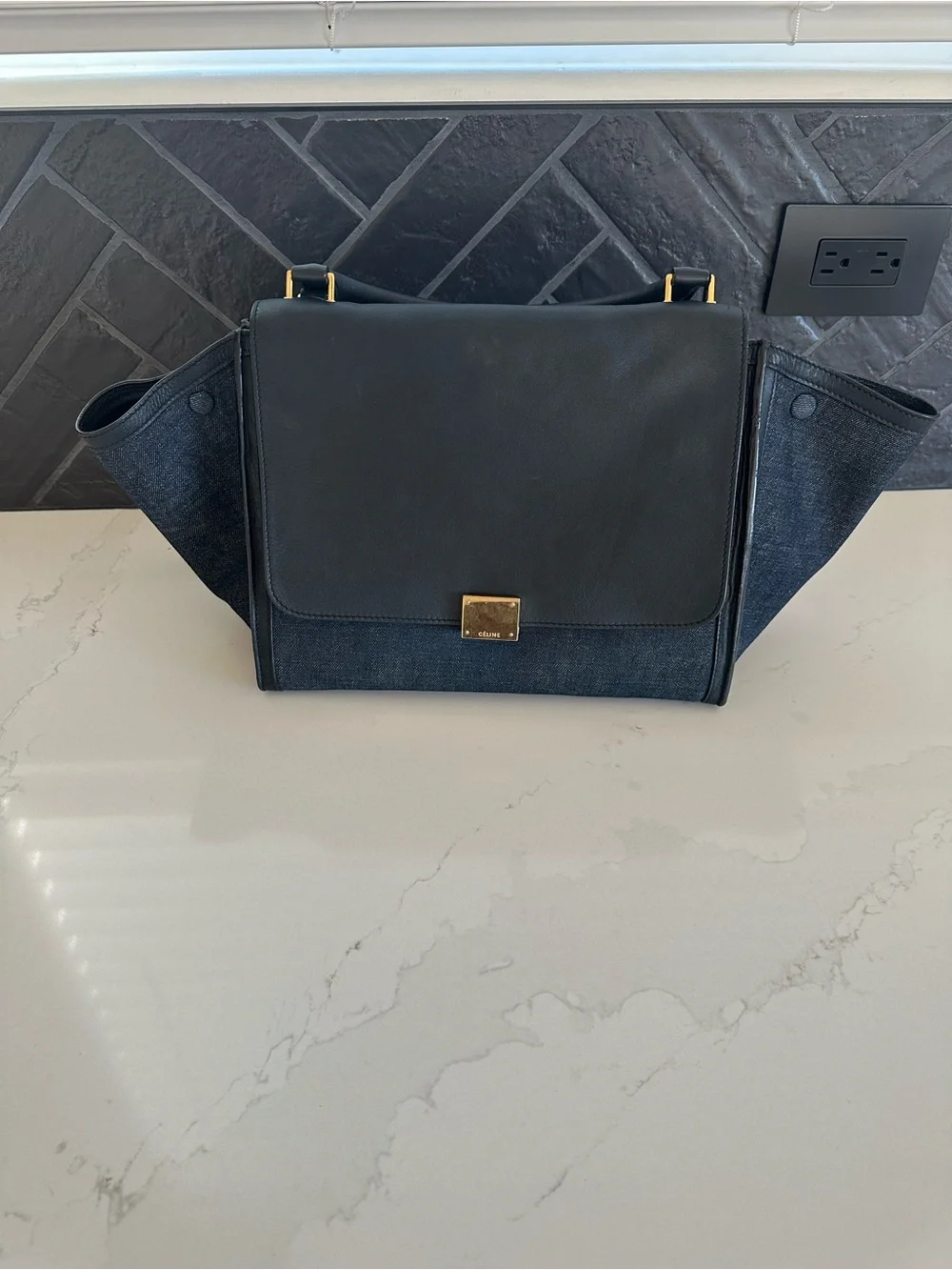 Celine Denim & Leather Trapeze Bag | Rare Vintage Chic - Picture 14 of 16